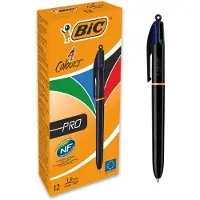 BIC 4 Colours Original Pro Balpennen met Kliksysteem - Pak van 12 Stuks - Medium Punt 1 mm