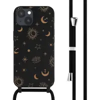 IMoshion Siliconen design hoesje met koord voor de Apple iPhone 15 - Sky Black