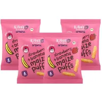 Ella's Kitchen 4x Biologisch Gepofte Mais Sticks 6+m Aardbei & Banaan 20 Gr