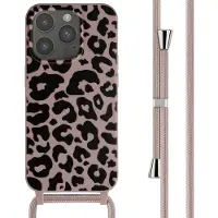 IMoshion Siliconen design hoesje met koord voor de Apple iPhone 15 Pro - Animal Pink