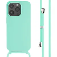 IMoshion Siliconen hoesje met koord voor de Apple iPhone 15 Pro - Mintgroen