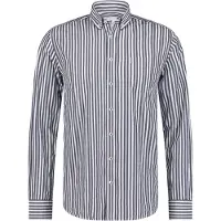State of Art casual overhemd donkerblauw gestreept wijde fit katoen