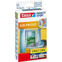 TESA 2x Tesa vliegenhor/insectenhor met zonwering wit 1,3 x 1,5 meter - Raamhorren