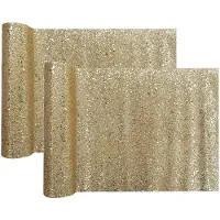 SANTEX Tafelloper op rol - 2x - goud glitter - 28 x 300 cm - polyester - Feesttafelkleden