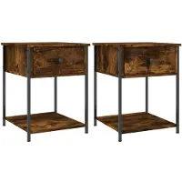 vidaXL Nachtkastjes 2 st 44x45x58 cm bewerkt hout gerookt eikenkleurig