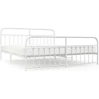 vidaXL Bedframe met hoofd- en voeteneinde metaal wit 193x203 cm