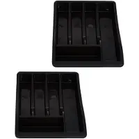 Whitefurze Bestekbak/keuken organizer - 2x - 5-vaks - Zwart - 30 x 38 x 6 cm - Bestekbakken