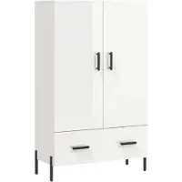 vidaXL Hoge kast 69,5x31x115 cm bewerkt hout hoogglans wit