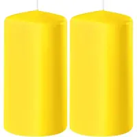 Enlightening Candles 2x Kaarsen geel 6 x 10 cm 36 branduren sfeerkaarsen - Stompkaarsen