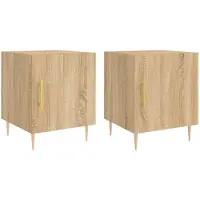 vidaXL Nachtkastjes 2 st 40x40x50 cm bewerkt hout sonoma eikenkleurig