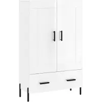 vidaXL Hoge kast 69,5x31x115 cm bewerkt hout hoogglans wit