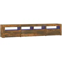 vidaXL Tv-meubel met LED-verlichting 210x35x40 cm gerookt eikenkleurig