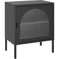 vidaXL Nachtkastje 50x35x60 cm glas en staal zwart