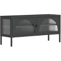 vidaXL Tv-meubel 105x35x50 cm glas en staal zwart