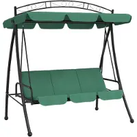 vidaXL Schommelbank met luifel 198 cm stof en staal groen
