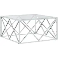 vidaXL Salontafel 80x80x40 cm roestvrij staal en glas