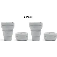 Stojo - Opvouwbare Beker - To Go - 355ml - Herbruikbaar - Reusable Cup - Set van 2 Stuks - Grijs "Cashmere" - 2-Pack
