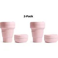 Stojo - Opvouwbare Beker - To Go - 355ml - Herbruikbaar - Reusable Cup - Set van 2 Stuks - Roze "Carnation" - 2-Pack