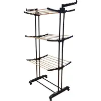 Aqua Laser Droogrek 3 Lagen - Wasrek - Perfect voor groot en klein wasgoed - zwart/hout - Droogtoren -