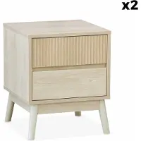 Sweeek Nachtkastje met 2 lades (set van 2) Naturel