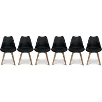 Sweeek Kuipstoel met houten poten Scandinavisch (set van 6) Zwart