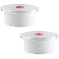 Forte Plastics Set van 2x stuks magnetron voedsel opwarm container/schaal van 3 liter 25 x 23 x 10 cm - Magnetronbakken