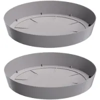 Prosperplast Opvangschaal/onderschaal bloempot/plantenpot - 6x - lichtgrijs - rond - Dia 12,5 cm - Plantenpotten