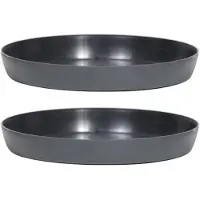 Prosperplast Opvangschaal/onderschaal bloempot/plantenpot - 4x - antraciet - rond - Dia 13,5 cm - Plantenpotten