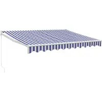 vidaXL Luifel uittrekbaar 3x2,5 m stof en aluminium blauw en wit