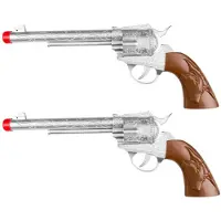 Boland 2x stuks verkleed speelgoed Cowboy accessoires pistool/revolver 30 cm - Verkleedattributen