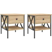 vidaXL Nachtkastjes 2 st 40x42x45 cm bewerkt hout sonoma eikenkleurig