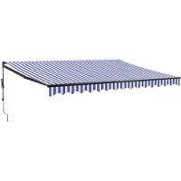 vidaXL Luifel automatisch uitschuifbaar 4x3 m blauw en wit