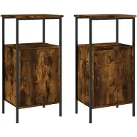 vidaXL Nachtkastjes 2 st 41x31x80 cm bewerkt hout gerookt eikenkleurig