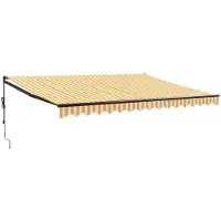 vidaXL Luifel automatisch uitschuifbaar 4x3 m geel en wit
