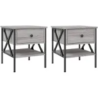 vidaXL Nachtkastjes 2 st 40x42x45 cm bewerkt hout grijs sonoma eiken