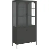 vidaXL Hoge kast 90x40x180 cm glas en staal zwart