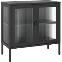 vidaXL Dressoir 70x35x70 cm glas en staal zwart