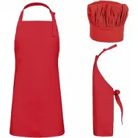 Benza Schort Keukenschort voor kinderen 50 x 60 cm en koksmuts - Rood