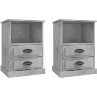 vidaXL Nachtkastjes 2 st 43x36x60 cm betongrijs