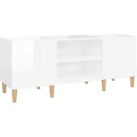 vidaXL Platenkast 121x38x48 cm bewerkt hout hoogglans wit