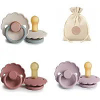 Frigg Daisy T1 - Cotton candy, Powder blush en Soft lilac + Bolletoet speenzakje - 0-6 maanden
