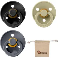 BIBS fopspeen - maat 2 6-18 maanden - 3 stuks – Black - Khaki - Iron + Monkiezz speenzakje