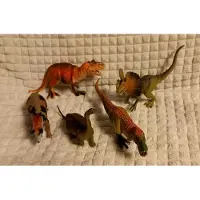 Toi-Toys Dinosaurus speelgoed set 5-delig - kunststof bekers 2-delig - blauw - groen - Dino - miniatuur-dieren