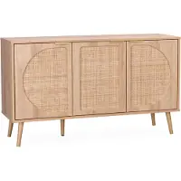 Sweeek Dressoir met 3 deuren houtlook en rotan 120cm Naturel