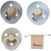 BIBS fopspeen - maat 1 0-6 maanden - set 3 stuks – Cloud - Baby Blue - Sand + Monkiezz speenzakje
