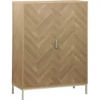 Sweeek Wandkast 2 deuren houtdecor visgraatmotief 80cm Naturel