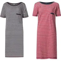 Lunatex - 2 dames nachthemden korte mouw 224150 - navy en rood - maat L