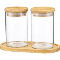 Behave Voorraadpotten - Glazen Potjes Met Deksel - Cosmetica Potjes - Inclusief plateau - 2 Stuks