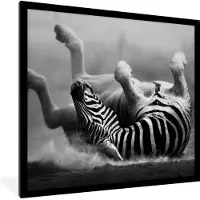 PosterMonkey Fotolijst incl. Poster - Zebra - Dieren - Zwart - Wit - 40x40 cm - Posterlijst
