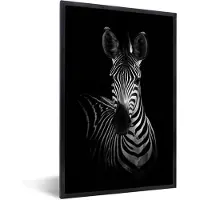 PosterMonkey Fotolijst incl. Poster - Zebra - Zwart - Wit - Dieren - 40x60 cm - Posterlijst